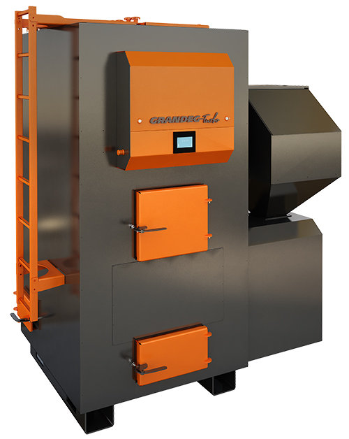 TURBO self-cleaning pellet heating boiler with full automation; 200, 300, 500 kW.